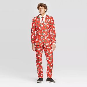 Mens Suit - Cool Santa Red Ugly Christmas Sweater